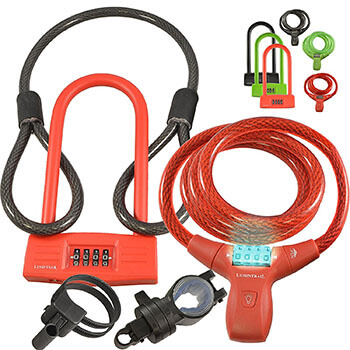 Lumintrail Bike Combination Cable Lock and U-Lock Combo