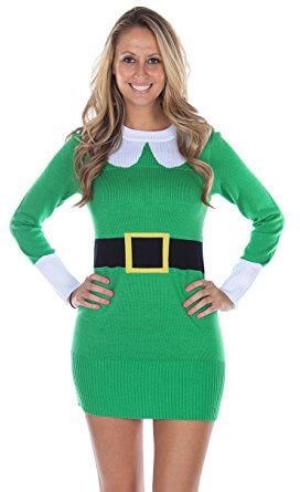 Tipsy Elves Green Elf Sweater Dress