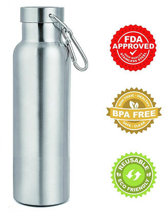 Green Heart Stainless Steel Water Bottle