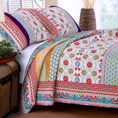 Finely Stitched Retro Boho Quilt Bedding