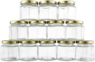 Cornucopia Brands Pack of 12, 4oz Hexagon Glass Jars