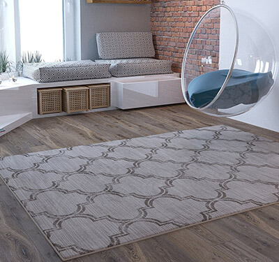 Home Way Geometric Traditional Distressed Living Room Rug