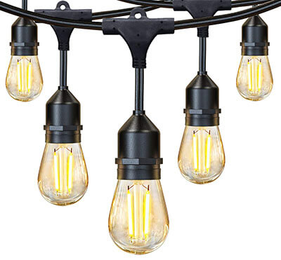 JUSLIT 48Ft Commercial Grade f Outdoor LED String Lights