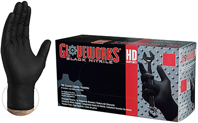 Ammex GLOVEWORKS HD Black Nitrile Gloves