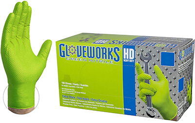 Ammex GLOVEWORKS Green Nitrile Gloves