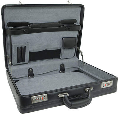 Alpine Swiss Expandable Leather Attache Briefcase Dual Combination