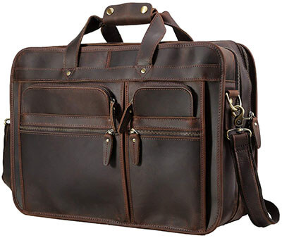 Polare Men's 17 Inches Full Grain Leather Messenger Bag for Laptop Tote