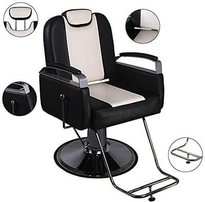 Walcut Reclining Hydraulic Barber Chair Salon Beauty-with Reclining Function