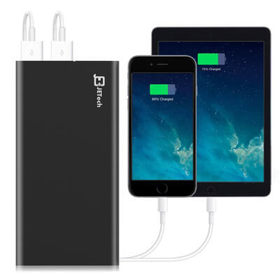 JETech 10000mAh 2-Output Portable External Power Bank-10000mAh