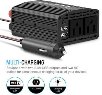 Maxboost 300W Power Inverter Dual 110V AC Outlet