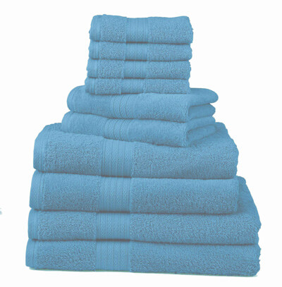 Divatex Home Fashion 10-Piece Deluxe Towels Set, Turquoise Blue