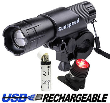 Sunspeed 300Lm KG004 USB Rechargeable Bike Lights