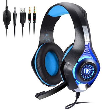 Megadream Professional 3.5mm Gaming Bass LED Stereo Over Ear Headphone