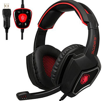 SADES Spirit Wolf 7.1 Surround Sound Stereo USB Gaming Headset