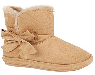 Faux Suede Furry Bootee Ladies Slippers