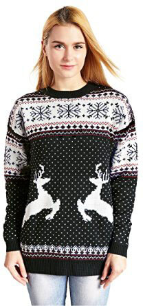 V28 Christmas Reindeer Snowflakes Christmas Sweaters for Women