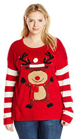 Blizzard Bay Plus-Size Happy Rudolph Women’s Sweater