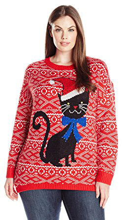 Isabella’s Closet Whimsical Cat Women’s Plus Size Ugly Christmas Sweater