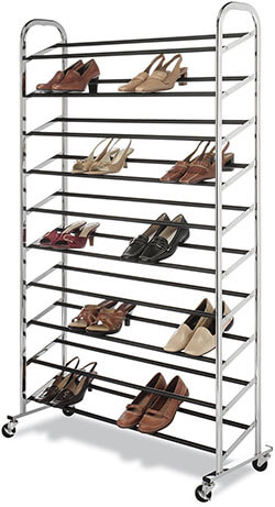 Whitmor Chrome Rolling Best Shoe Rack