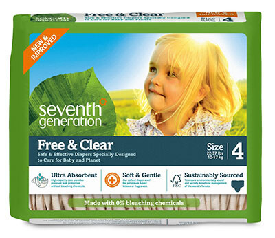 Seventh Generation Size 4 Original Unprinted Baby Diapers for Sensitive Skin