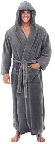 Del Rossa Men’s Hooded Fleece Bathrobe