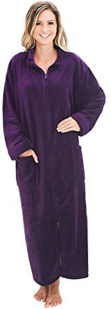 Del Rossa Women's Fleece Robe with Front Zip