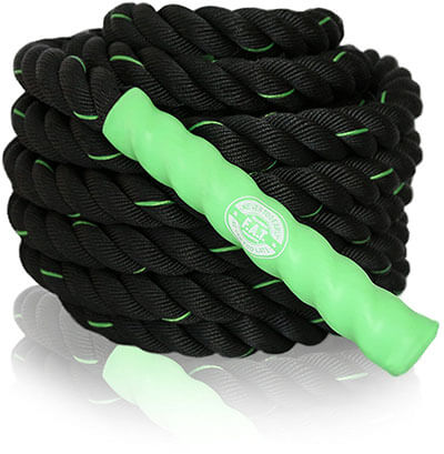 F.A.T Products 40 Feet Green Battle Rope Cardio Exercise Training