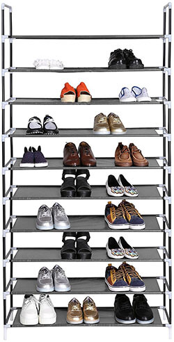 Homdox 10 Tiers Black Space Saving Shoe Storage Cabinet