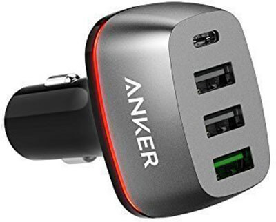 Anker Quick Charge 3.0 & USB Type-C 54W, 4-Port USB Car Charger