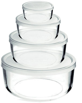 Bormioli Rocco Fido Frigoverre Round Glass Storage Containers