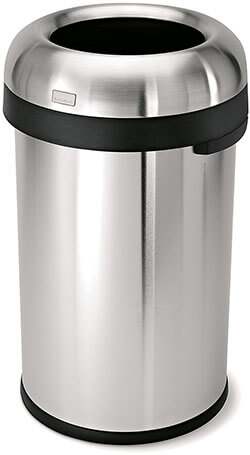 Simplehuman Bullet Open Commercial Grade Stainless Steel Trash Can