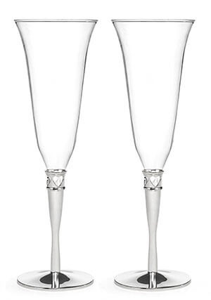 Hortense B. Hewitt Champagne Toasting Flutes, Hearts Border