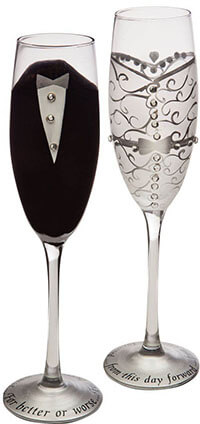 Gifted Living Champagne Toasting Flute Glasses, Hand Printed