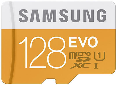 Samsung 128GB up to 48MB/s EVO Class 10 Micro SDXC Card with Adapter