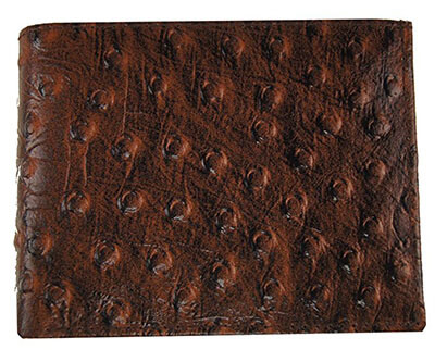 Genuine Cow Ostrich Skin Leather Bifold Credit Card Wallet