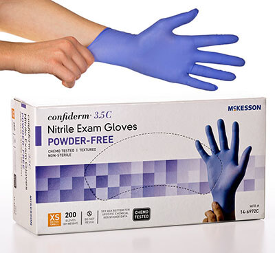 McKesson Confiderm 3.5C Nitrile X-Small Exam Gloves