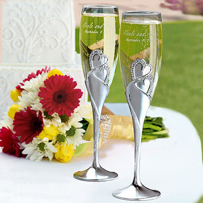 All Things Weddings Customized Sparkling Love Champagne Flutes