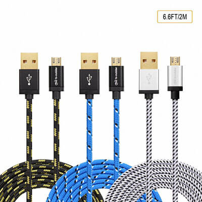 Hi-Mobiler 3-Pack Nylon Braided Micro USB 2.0 Cable