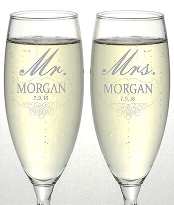 OTR-Custom Mr. and Mrs. Design Personalized Wedding Champagne Flutes