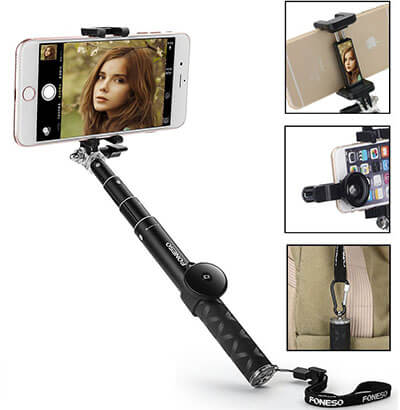 Foneso 7-in-1 Aluminum Extendable Self-Portrait Selfie Stick