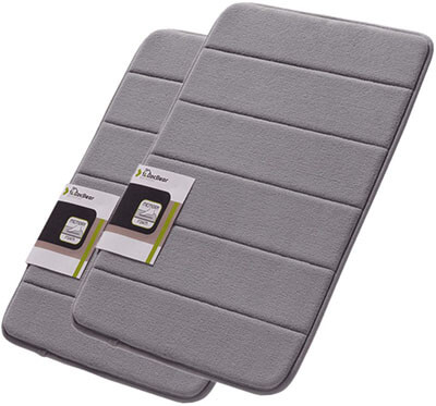 Docbear Coral Velvet Gray 2 Pack Anti Slip Bath Mat