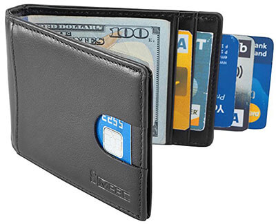 Simpax RFID Genuine Leather Thin Minimalist Credit Card Wallet