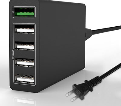 Emixc Black 5-Port USB Charging Station