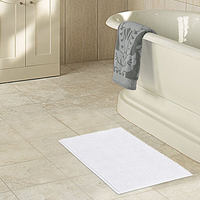 Lifewit Shaggy Chenille White Long Bath Mat