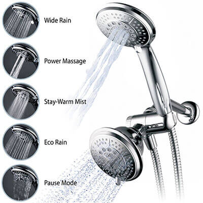 Hydroluxe Full-Chrome 2 in 1 Shower-Head/Handheld-Shower Combo