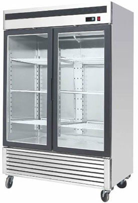 MCF-8703 Freezer 54.5" 2 Double Door Upright Stainless Steel Freezer, Glass Window