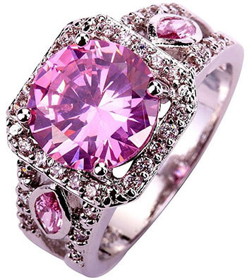 Psiroy Women's 925 Sterling Pink Topaz Filled Ring