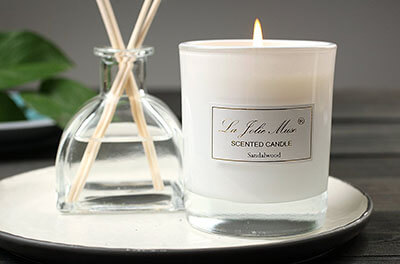 La Jolie Muse Sandalwood Scented Candles, Glass Jar