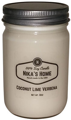 Nika's Home Verbena Soy Candle, Coconut Lime