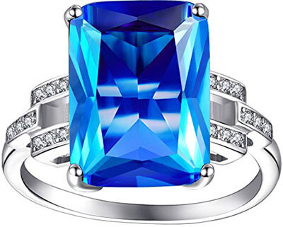 ZENI Women Blue Sapphire Rings 925 Sterling Silver